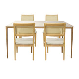Comedor Lyra con 4 Sillas Dalia Gris | Mesa de Cerámica y Sillas de Madera de Arce