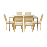 Comedor Lyra con 6 Sillas Dalia Gris | Mesa de Cerámica y Sillas de Madera de Arce