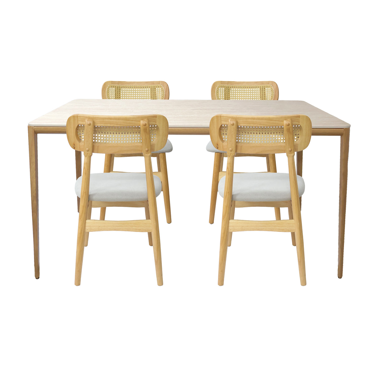 Comedor Lyra con 4 Sillas Lirio | Mesa de Cerámica y Sillas de Madera de Arce
