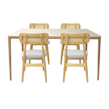 Comedor Lyra con 4 Sillas Lirio | Mesa de Cerámica y Sillas de Madera de Arce