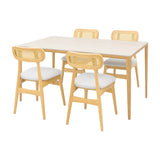 Comedor Lyra con 4 Sillas Lirio | Mesa de Cerámica y Sillas de Madera de Arce