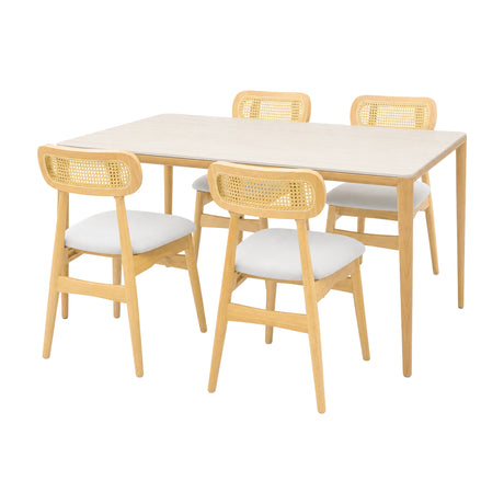 Comedor Lyra con 4 Sillas Lirio | Mesa de Cerámica y Sillas de Madera de Arce
