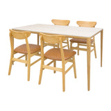 Comedor Lyra con 4 Sillas Orquídea | Mesa de Cerámica y Sillas de Madera de Arce