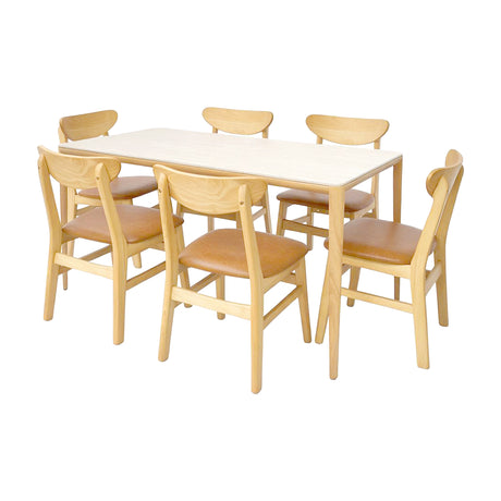Comedor Lyra con 6 Sillas Orquídea | Mesa de Cerámica y Sillas de Madera de Arce