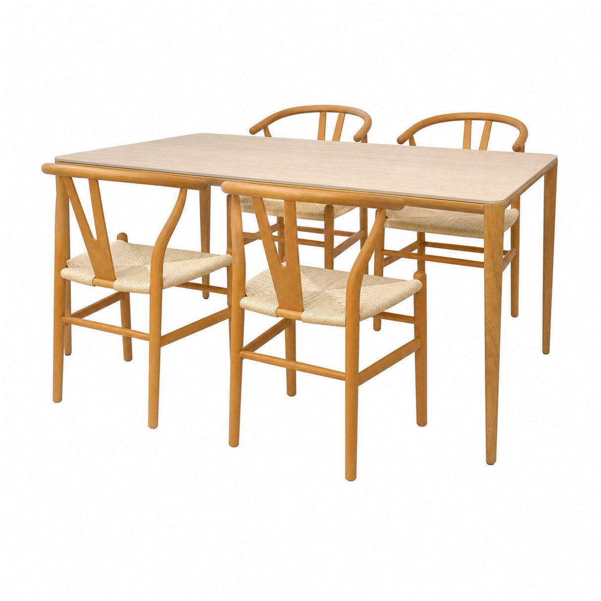 Comedor Lyra con 4 Sillas Loto | Mesa de Cerámica y Sillas de Madera de Arce