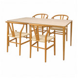 Comedor Lyra con 4 Sillas Loto | Mesa de Cerámica y Sillas de Madera de Arce