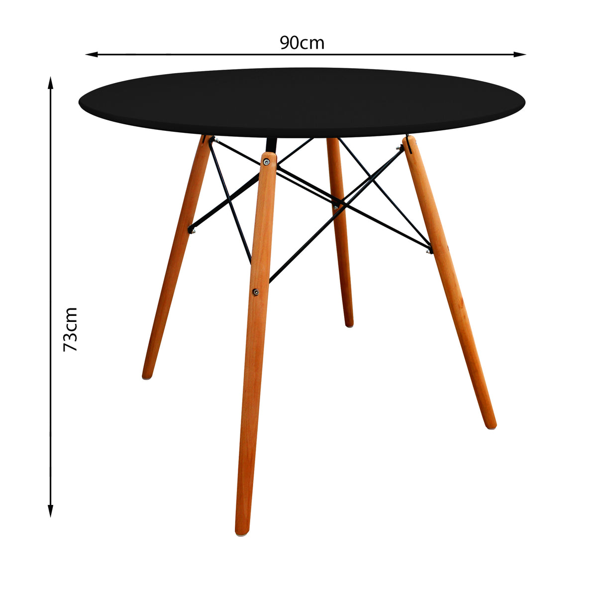 COMEDOR REDONDO TAPA DE MADERA NEGRA MÁS 4 SILLAS CHARLA BEIGE