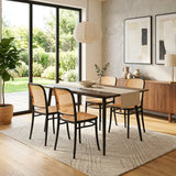 Comedor Nova con 4 Sillas Amis | Mesa Extensible y Sillas Tipo Ratán
