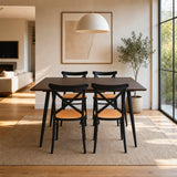 Comedor Nova con 4 Sillas Plats | Mesa Extensible y Sillas Tipo Ratán