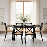 Comedor Nova con 6 Sillas Plats | Mesa Extensible y Sillas Tipo Ratán