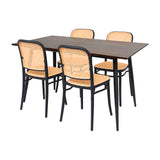 Comedor Nova con 4 Sillas Amis | Mesa Extensible y Sillas Tipo Ratán
