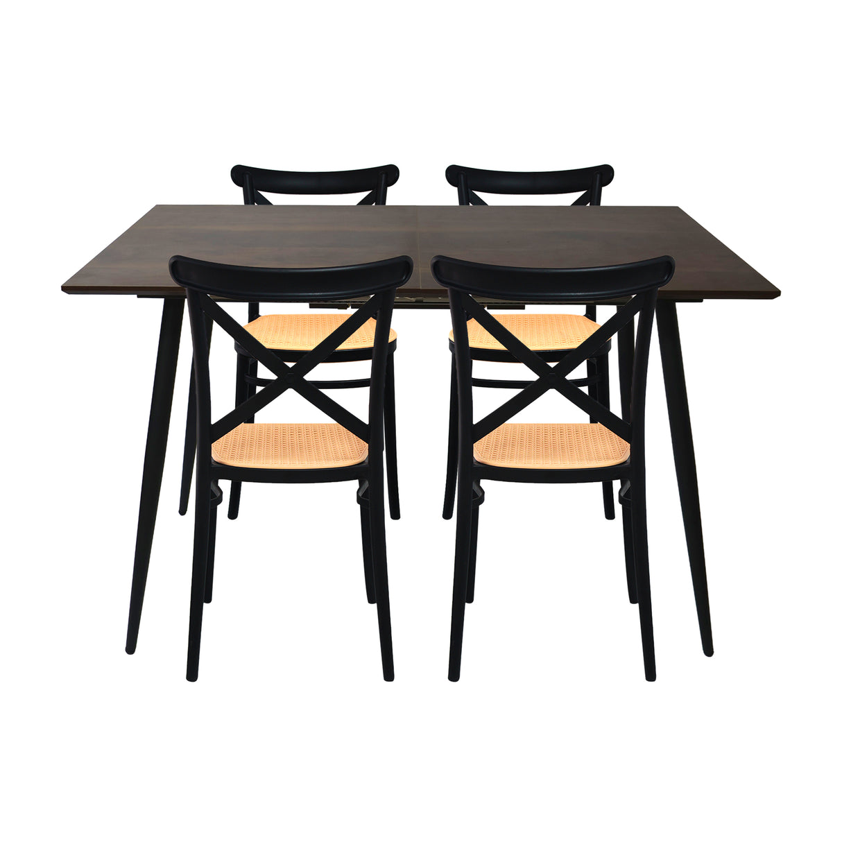 Comedor Nova con 4 Sillas Plats | Mesa Extensible y Sillas Tipo Ratán