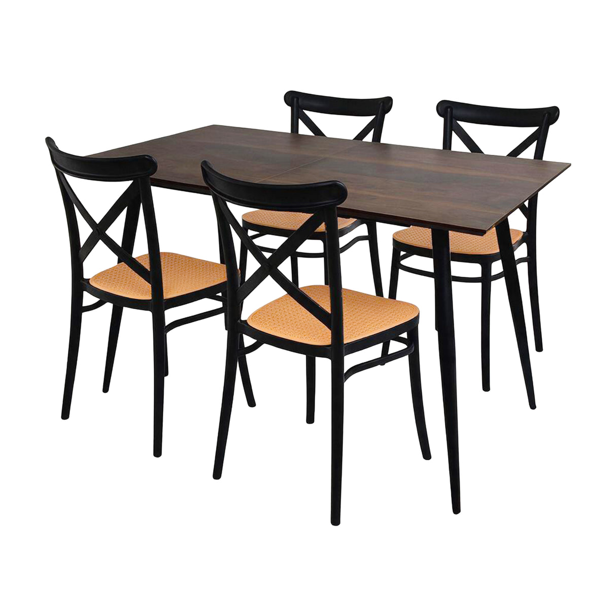 Comedor Nova con 4 Sillas Plats | Mesa Extensible y Sillas Tipo Ratán