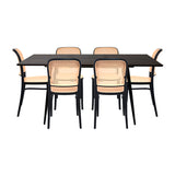 Comedor Nova con 6 Sillas Amis | Mesa Extensible y Sillas Tipo Ratán