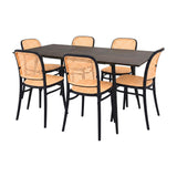 Comedor Nova con 6 Sillas Amis | Mesa Extensible y Sillas Tipo Ratán