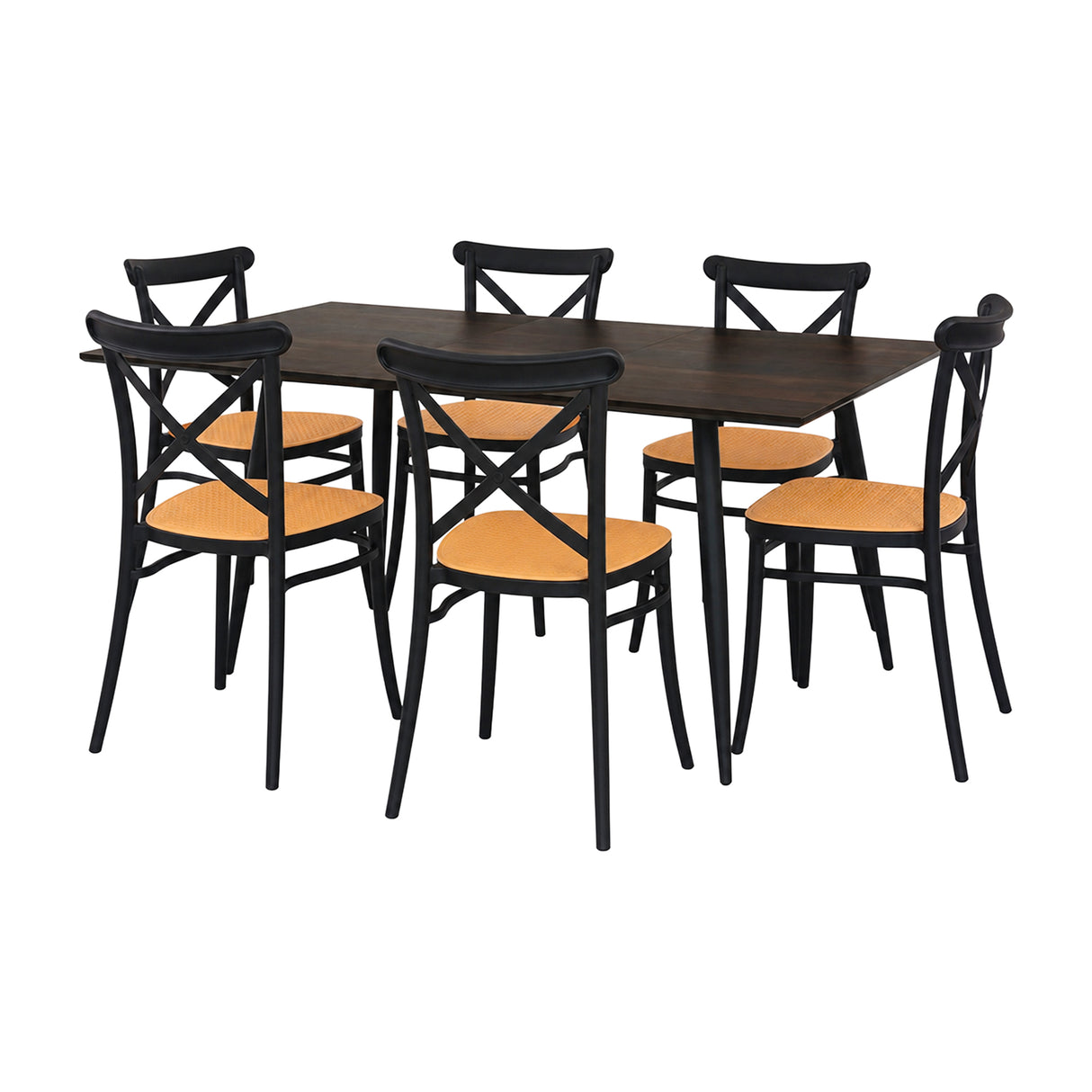Comedor Nova con 6 Sillas Plats | Mesa Extensible y Sillas Tipo Ratán