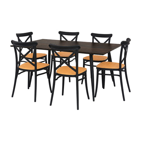 Comedor Nova con 6 Sillas Plats | Mesa Extensible y Sillas Tipo Ratán