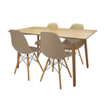 COMEDOR RECTANGULAR BRAVUS MÁS 4 SILLAS DKR TIPO EAMES BEIGE