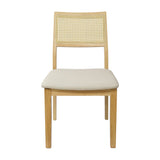 Set X4 Sillas Dalia en Madera de Arce con Respaldo en Ratán y Asiento en Tela Gris