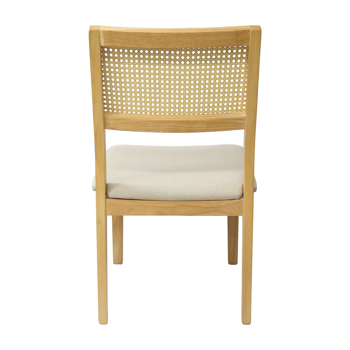 Set X4 Sillas Dalia en Madera de Arce con Respaldo en Ratán y Asiento en Tela Gris