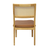 Silla Dalia en Madera de Arce con Respaldo en Ratán y Asiento en Ecocuero