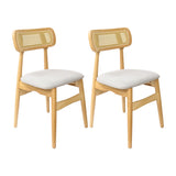 Set X2 Sillas Lirio en Madera de Arce con Respaldo en Ratán y Asiento Tapizado en Tela