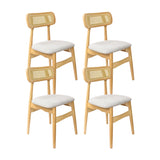 Set X4 Sillas Lirio en Madera de Arce con Respaldo en Ratán y Asiento Tapizado en Tela