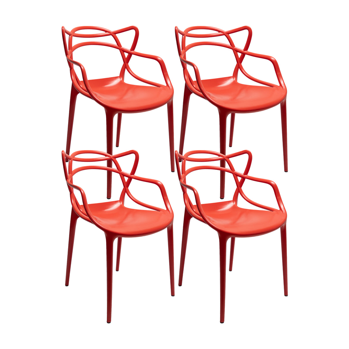 Set de 4 Sillas Exterior Sidney Con Brazos - Rojo