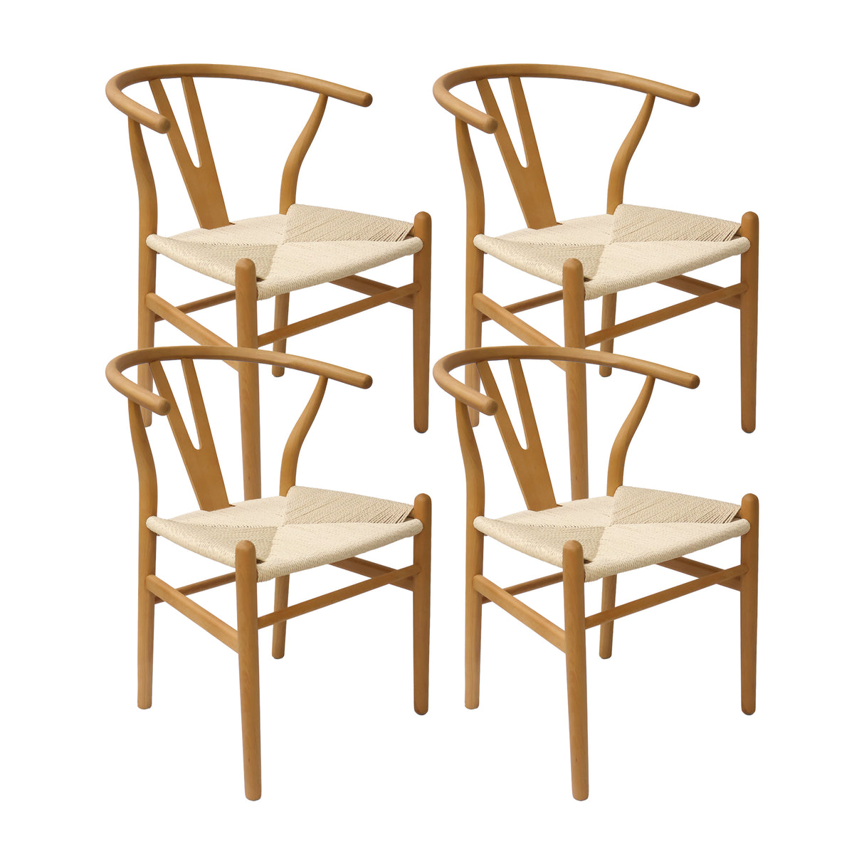 Set X4 Sillas Loto de Comedor en Madera de Arce con Asiento Tejido